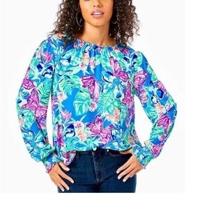 Floral Blue and Pink Women's Top